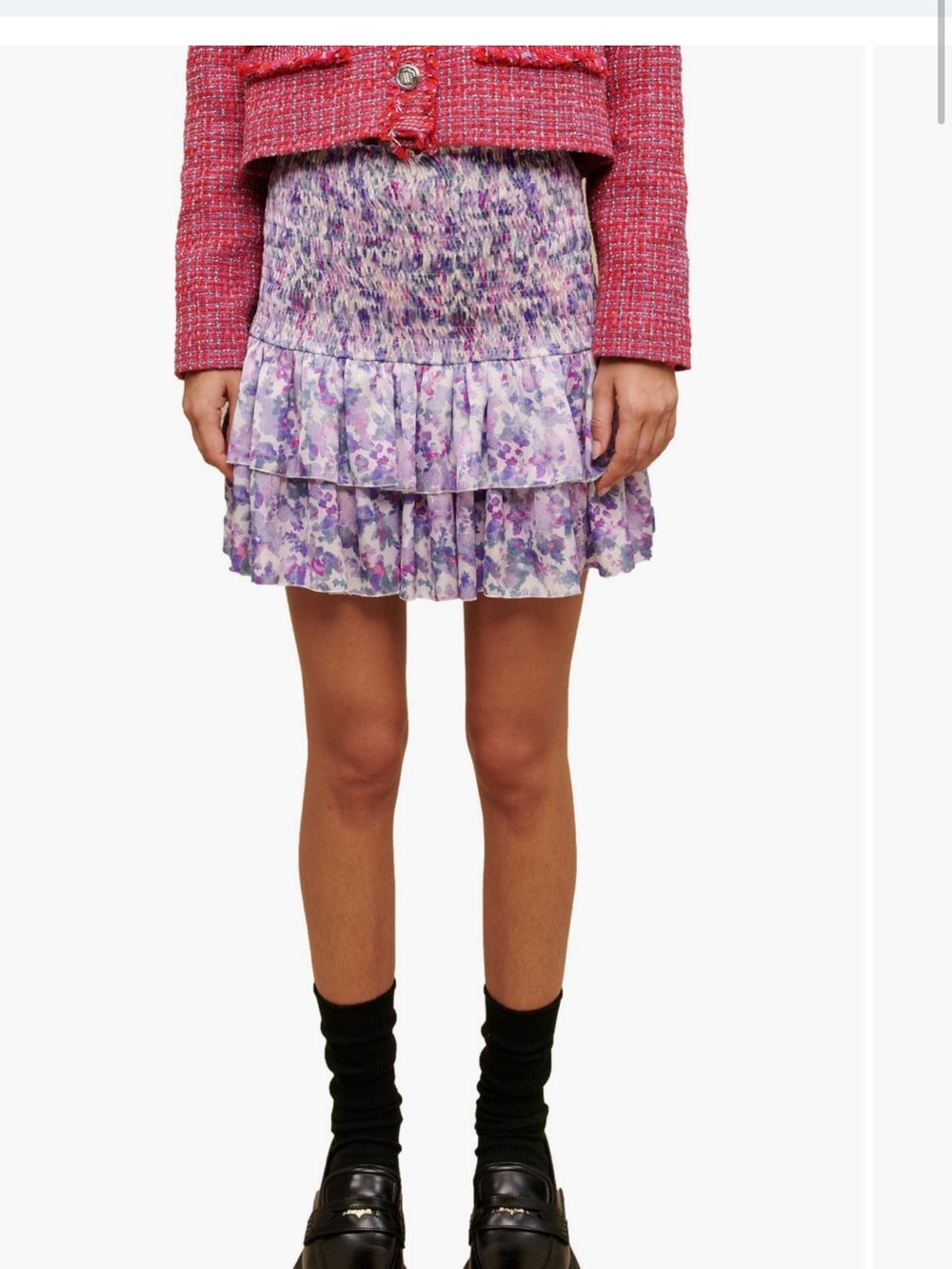 NWT Maje Juvard Abstract Floral Tiered Miniskirt